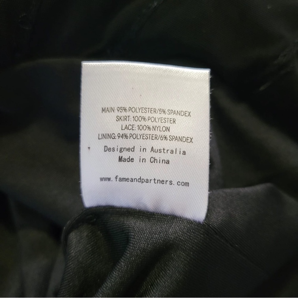Fame and Partners Abby Gown Draped Tiered Black Spaghetti Strap Maxi Dress Lace - Picture 7 of 9